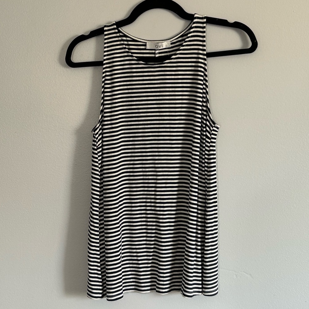 Striped, back cut out tank top